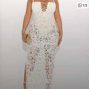 Fashion Nova White Lace Maxi Dress